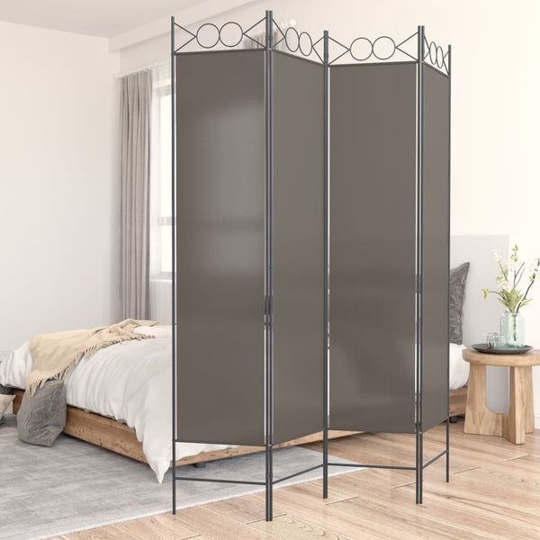 Anthrazitfarbener Raumteiler Ancea 160x200cm (4-teiliger Stoff)
