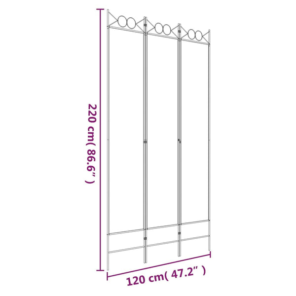 Weißer Raumteiler Ancea 120x220cm (3-teiliger Stoff)