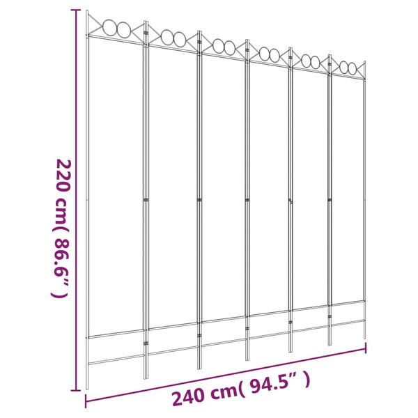 Weißer Raumteiler Ancea 240x220cm (6-teiliges Stoffelement)