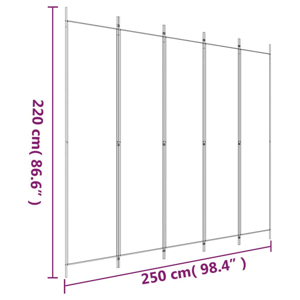 Brauner Raumteiler Kellan 250x220cm (5-teilig, Stoff)