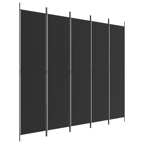 Schwarzer Raumteiler Kellan 250x220cm (5-teiliger Stoff)