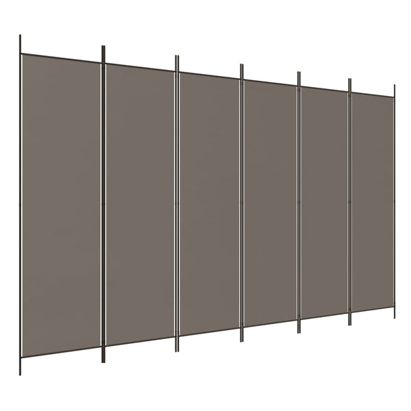 Anthrazitfarbener Raumteiler Kellan 300x220cm (6-teiliger Stoff)