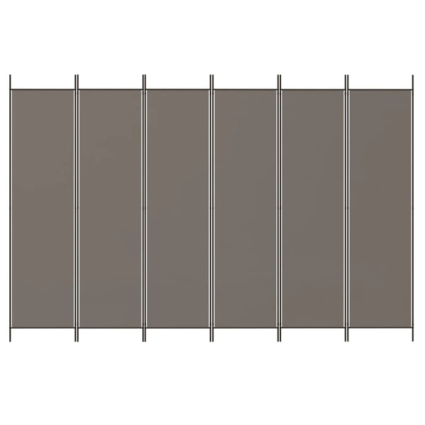 Anthrazitfarbener Raumteiler Kellan 300x220cm (6-teiliger Stoff)
