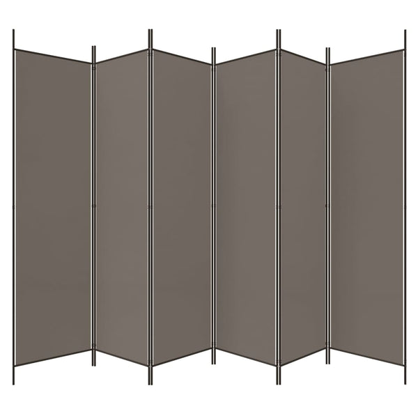 Anthrazitfarbener Raumteiler Kellan 300x220cm (6-teiliger Stoff)