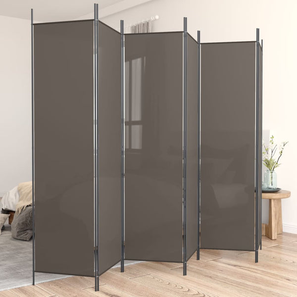 Anthrazitfarbener Raumteiler Kellan 300x220cm (6-teiliger Stoff)