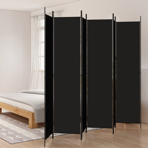Schwarzer Raumteiler Kellan 300x220cm (6-teiliges Tuch)