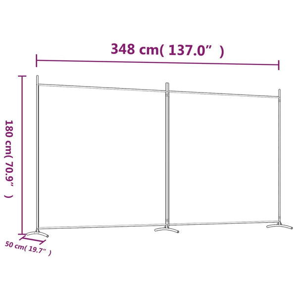 Schwarzer Raumteiler Anette 348x180cm (2-teilige Leinwand)