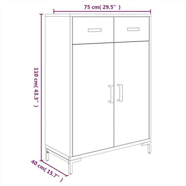 Schwarzer Schuhschrank Maier 75x40x110cm (Kiefer)