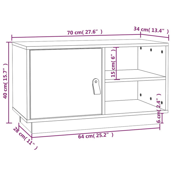 Harmaa tv-taso Jorg 70x34x40cm (mänty)