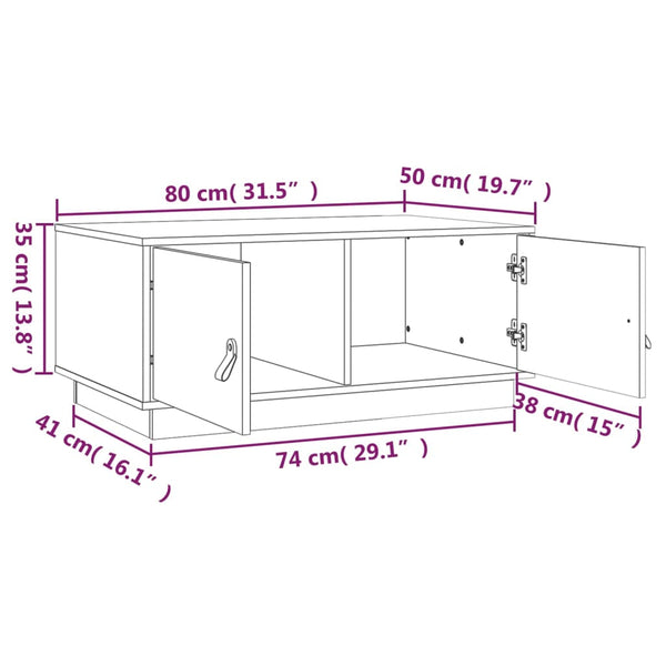 Couchtisch Iosie 80x50x35cm, grau (Kiefer)