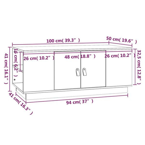 Grauer Couchtisch Gillian 100x50x41cm (Kiefer)