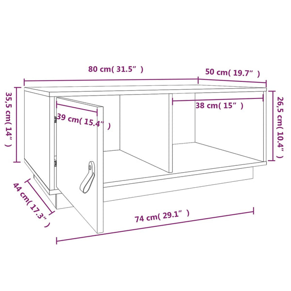 Grauer Couchtisch Die 80x50x35,5cm (Kiefer)