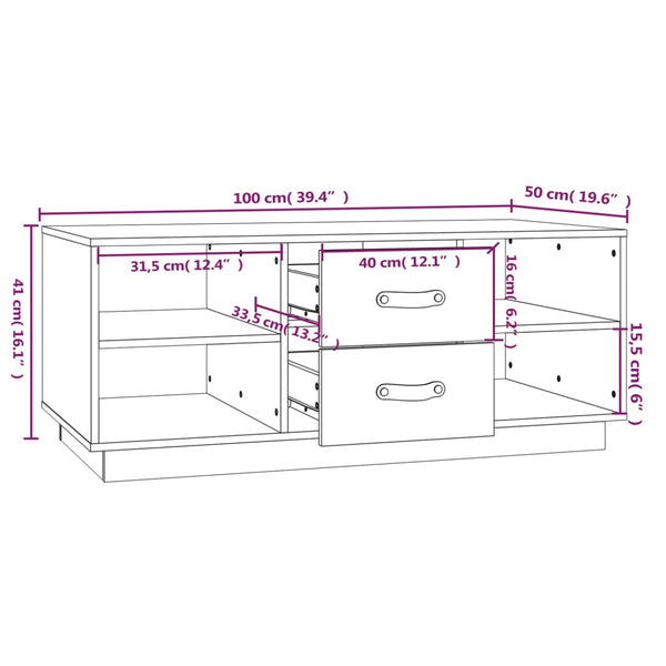 Grauer Couchtisch Zanita 100x50x41cm (Kiefer)