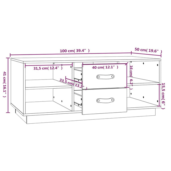 Schwarzer Couchtisch Zanita 100x50x41cm (Kiefer)