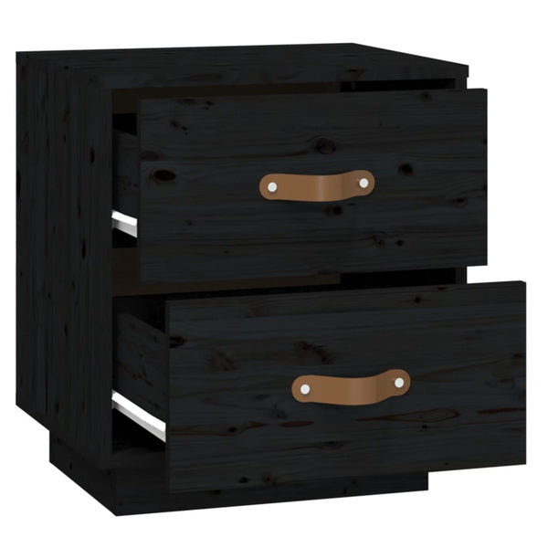 Schwarze Nachttische Miche 40x34x45cm (2 St., Kiefer)