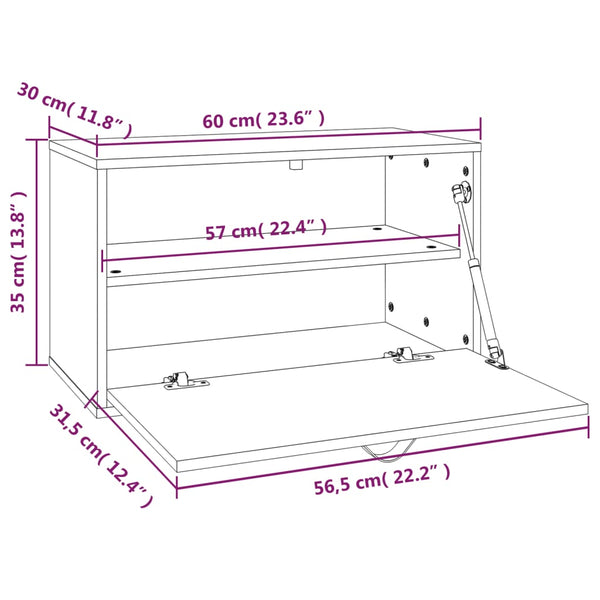 Harmaa seinäkaappi Sofina 60x30x35cm (mänty)