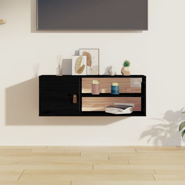 Schwarzer Wandschrank Jullia 80x30x30cm (Kiefer)