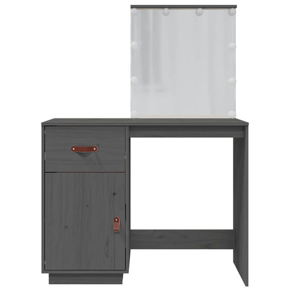 Harmaa pukeutumispöytä led-valoilla Irimea 95x50x133,5cm (mänty)