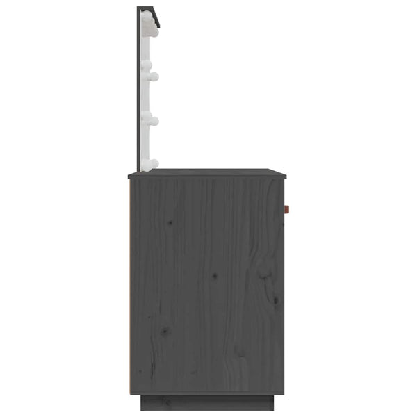 Harmaa pukeutumispöytä led-valoilla Irimea 95x50x133,5cm (mänty)