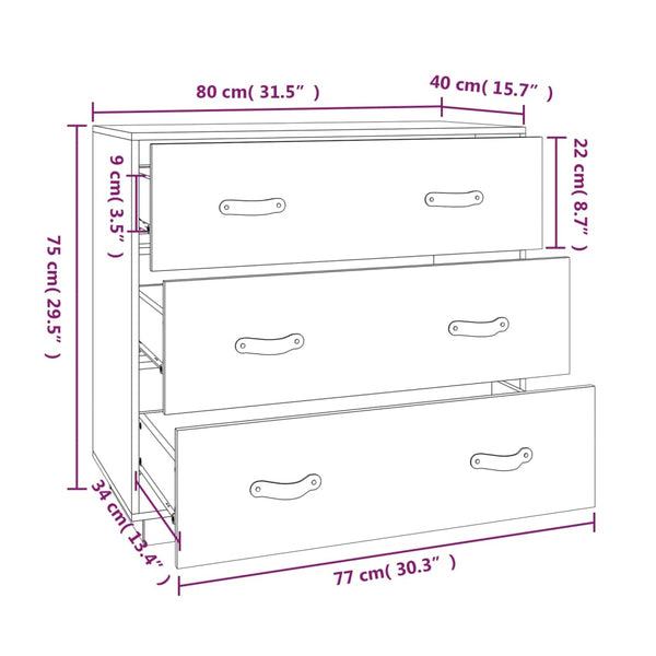 Harmaa senkki Wincler 80x40x75cm (mänty)
