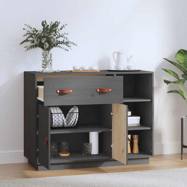 Graues Sideboard Khiamura 98,5x40x75cm (Kiefer)