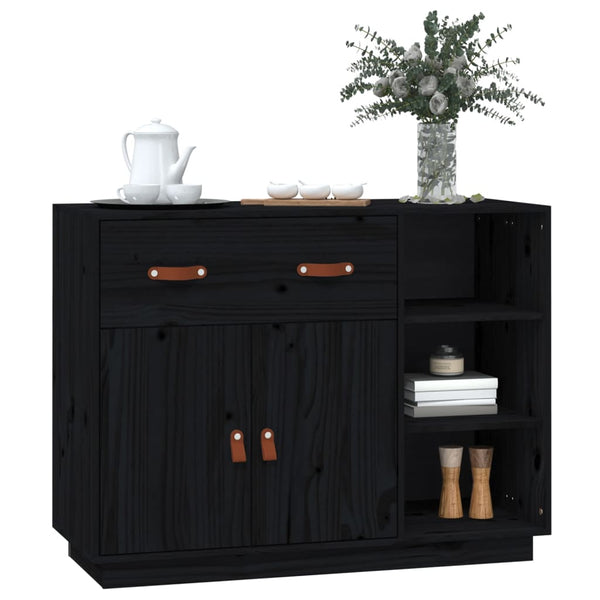 Schwarzes Sideboard Khiamuran 98,5x40x75cm (Kiefer)