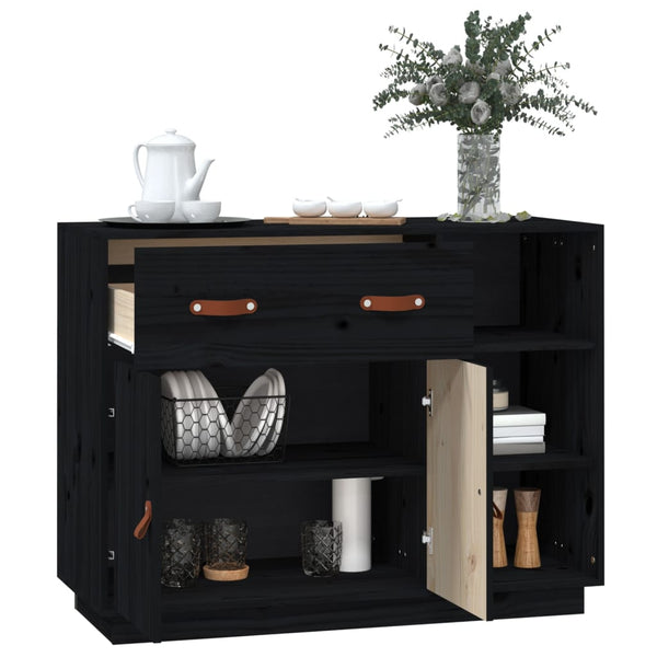 Schwarzes Sideboard Khiamuran 98,5x40x75cm (Kiefer)