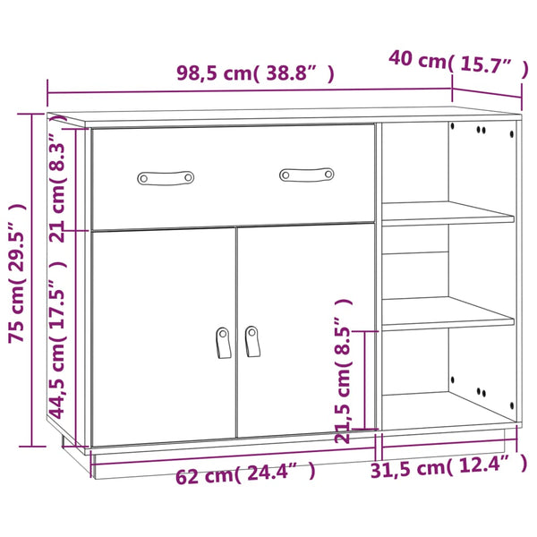 Schwarzes Sideboard Khiamuran 98,5x40x75cm (Kiefer)
