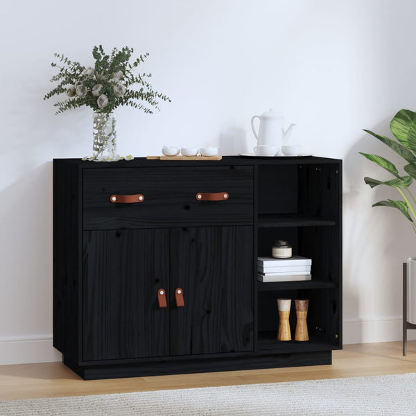 Schwarzes Sideboard Khiamuran 98,5x40x75cm (Kiefer)