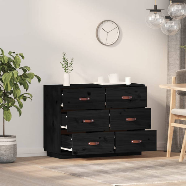 Schwarzes Sideboard Eudoxie 100x40x75cm (Kiefer)