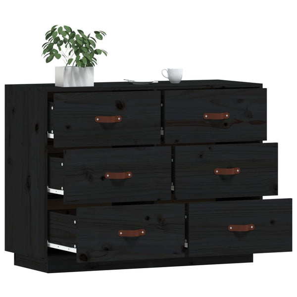 Schwarzes Sideboard Eudoxie 100x40x75cm (Kiefer)