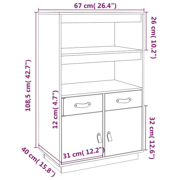 Schwarzer Schrank Adip 67x40x108,5cm (Kiefer)