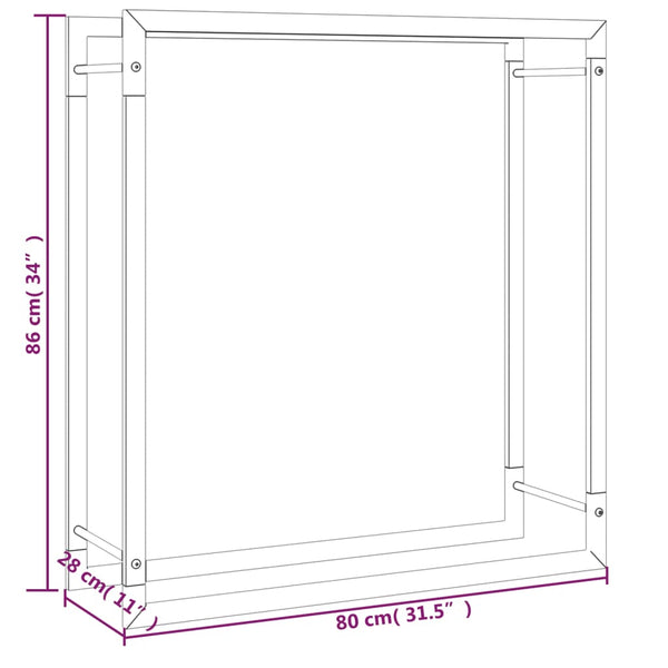 Mattamusta polttopuuteline Sterling 80x28x86cm (teräs)