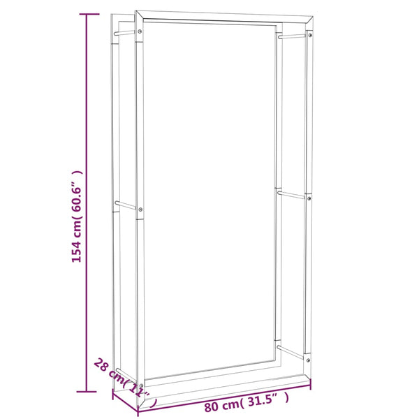 Mattamusta polttopuuteline Sterling 80x28x154cm (teräs)