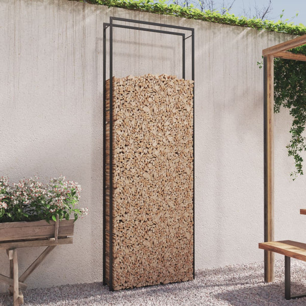 Kaminholzregal mattschwarz 110x28x312 cm Stahl