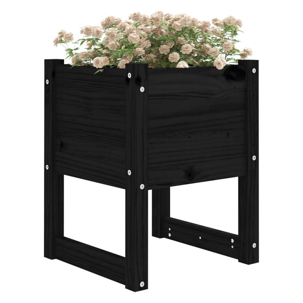 Schwarzer Blumenkasten Kylee 40x40x52,5cm (Kiefer)