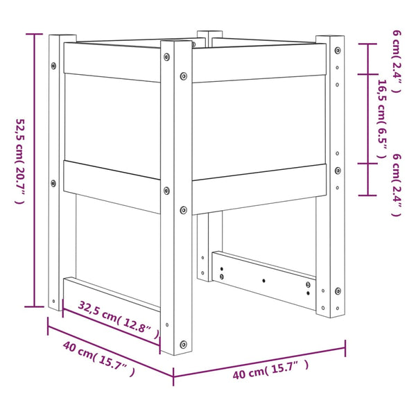 Schwarzer Blumenkasten Kylee 40x40x52,5cm (Kiefer)