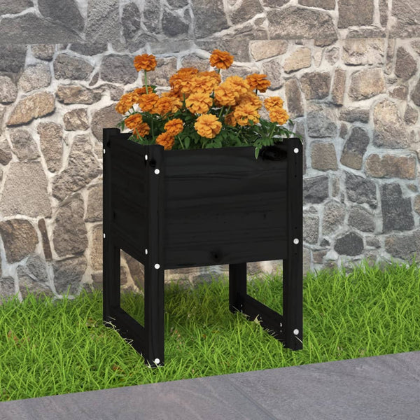 Schwarzer Blumenkasten Kylee 40x40x52,5cm (Kiefer)