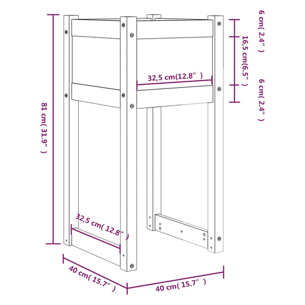 Grauer Blumenkasten Kylee 40x40x81cm (Kiefer)