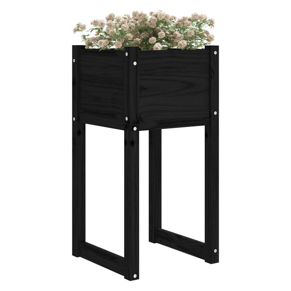Schwarzer Blumenkasten Kylee 40x40x81cm (Kiefer)