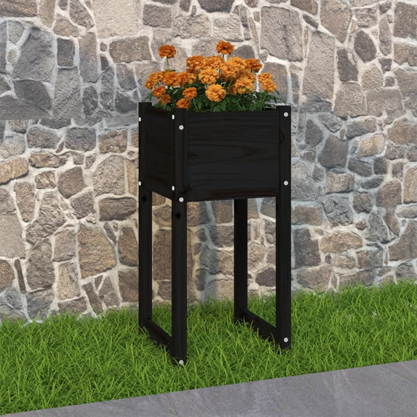 Schwarzer Blumenkasten Kylee 40x40x81cm (Kiefer)