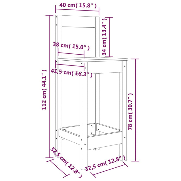 Baarituolit Garoafa 40x41,5x112cm (2 kpl mänty)