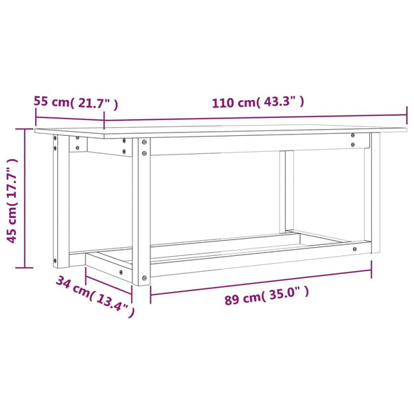 Couchtisch Marioarea, grau, 110x55x45cm (Kiefer)