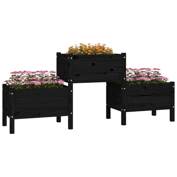 Schwarzer Blumenkasten Ionota 178,5x44x75cm (Kiefer)