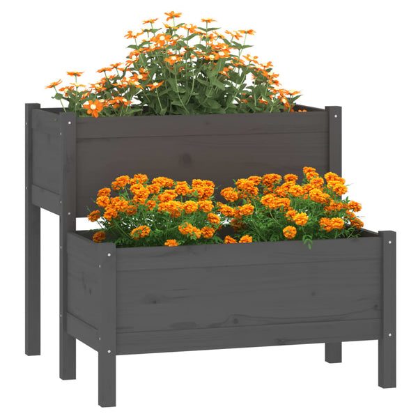 Grauer Blumenkasten Liza 84,5x84x75cm (Kiefer)