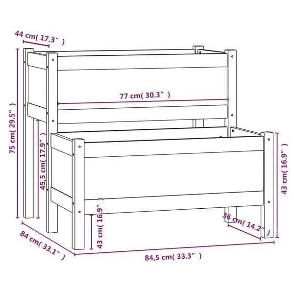 Grauer Blumenkasten Liza 84,5x84x75cm (Kiefer)