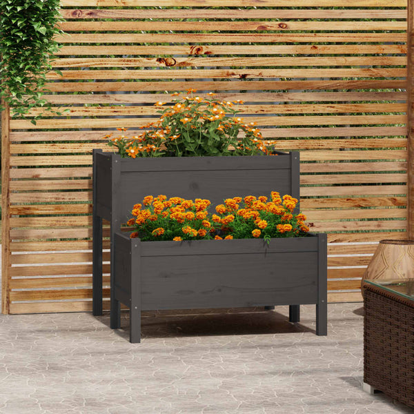 Grauer Blumenkasten Liza 84,5x84x75cm (Kiefer)