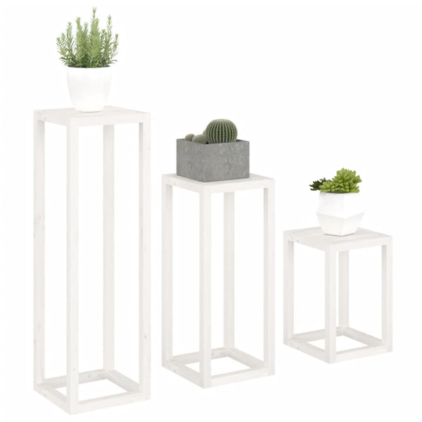 Pflanzenständer-Set Dorine (3-teilig, Kiefer) in Weiß
