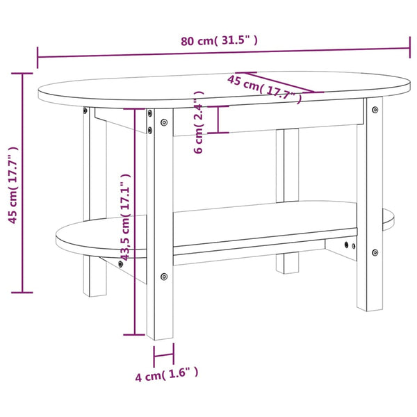 Grauer Couchtisch Nafarean 80x45x45cm (Kiefer)