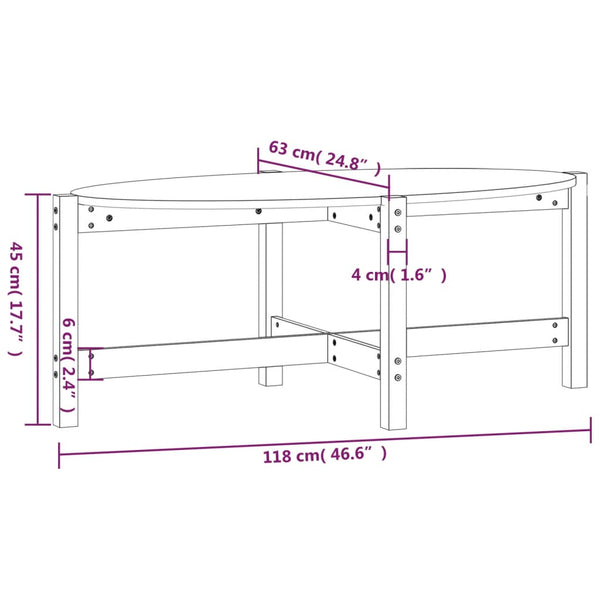 Grauer Couchtisch Madarasan 118x63x45cm (Kiefer)